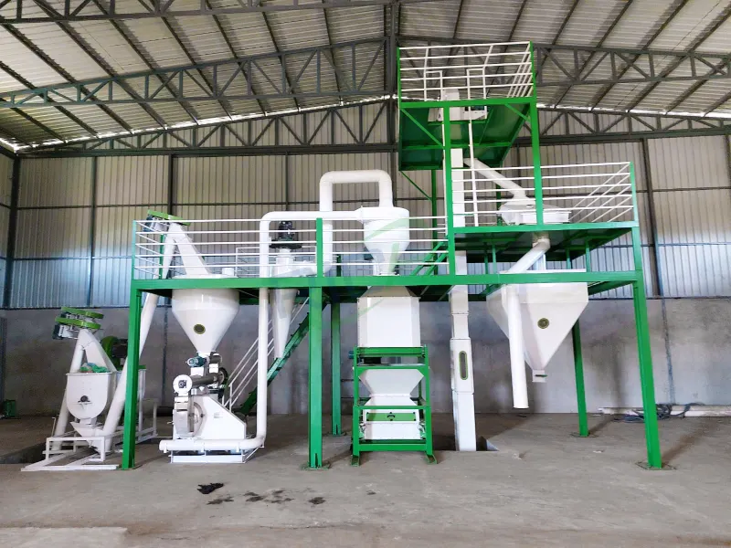 1-2t/h small scale animal feed pellet mill plant for cattle feed, installed at customer site in Angola